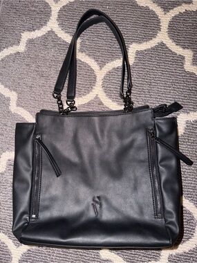 Simply Vera Vera Wang Black Chain-Accent Shoulder Tote